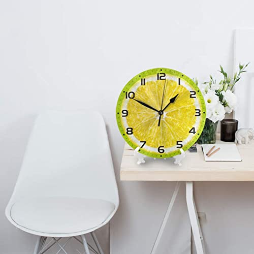 Gokruati 10 Inch Reloj de Pared Redondo,Reloj clásico silencioso Redondo,Innovador Reloj de Pared con Pintura al óleo para la Cocina de la habitación (rodaja de limón Naranja)