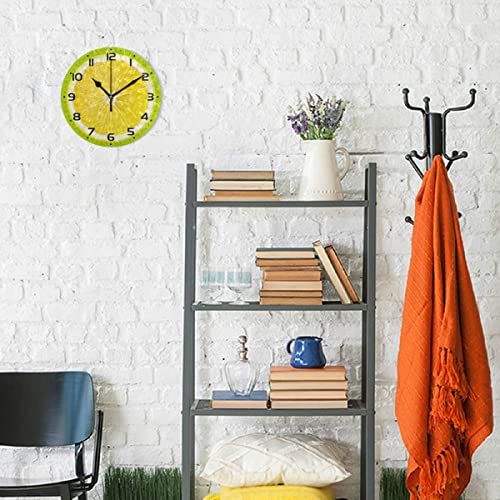 Gokruati 10 Inch Reloj de Pared Redondo,Reloj clásico silencioso Redondo,Innovador Reloj de Pared con Pintura al óleo para la Cocina de la habitación (rodaja de limón Naranja)