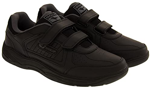 Gola Ama202 Belmont Hombre Zapatillas De Deporte Cuero Real Calzado Zapatos Anchos Velcro Negro EU 45