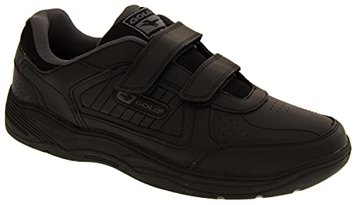 Gola Ama202 Belmont Hombre Zapatillas De Deporte Cuero Real Calzado Zapatos Anchos Velcro Negro EU 45