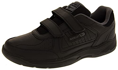 Gola Ama202 Belmont Hombre Zapatillas De Deporte Cuero Real Calzado Zapatos Anchos Velcro Negro EU 45
