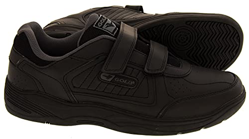 Gola Ama202 Belmont Hombre Zapatillas De Deporte Cuero Real Calzado Zapatos Anchos Velcro Negro EU 45