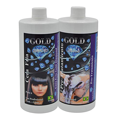 Gold DIAMOND — CERA FRIA — KIT ALISADO BRASILEÑO — Alisado Profesional — 1000ml