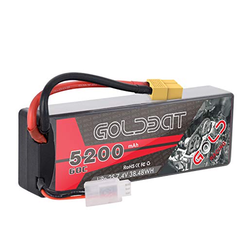 GOLDBAT 7.4V Batería RC 5200mAh 2S 60C RC Lipo Batería con Conector XT60 para RC Car Evader RC Evader Bx Coche Camión Camión Truggy Camión Barco