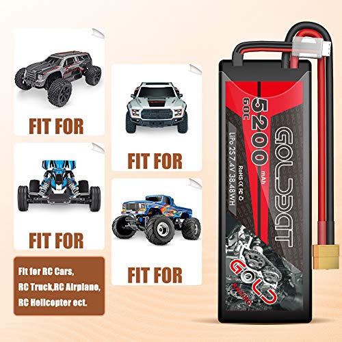 GOLDBAT 7.4V Batería RC 5200mAh 2S 60C RC Lipo Batería con Conector XT60 para RC Car Evader RC Evader Bx Coche Camión Camión Truggy Camión Barco