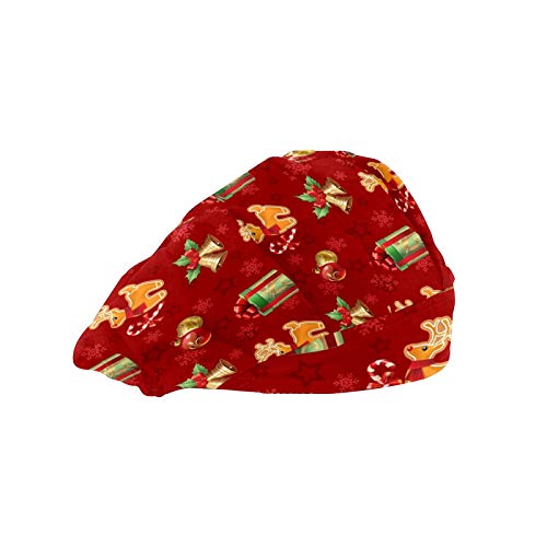 Gorra de las mujeres para el pelo largo de trabajo sombrero con banda elástica ajustable de trabajo gorras para los hombres de trabajo bufanda 3D impreso sombreros Navidad ciervos campanas regalos