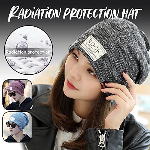 Gorro Antirradiación, Gorro de Protección EMF de Fibra Plateada, Gorro de Protección RF/Microondas, Protege El Cuerpo de Las Lesiones por Radiación,Grey-OneSize