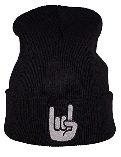 Gorro : Metalhand - Mano cornuta - Diabolo/Regalo Rock/Regalos Biker/Gorras de Hombre y Mujer/Gorros Invierno/Gorra de Lana/Boina niña niño/Boinas/Sombrero/Heavy Metal/Skull