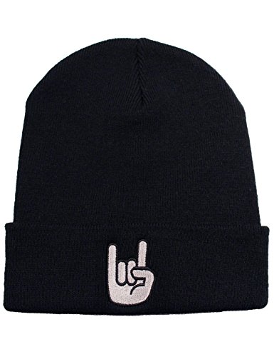 Gorro : Metalhand - Mano cornuta - Diabolo/Regalo Rock/Regalos Biker/Gorras de Hombre y Mujer/Gorros Invierno/Gorra de Lana/Boina niña niño/Boinas/Sombrero/Heavy Metal/Skull