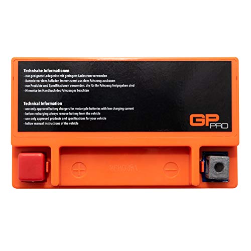 GP-PRO GTX12-BS 12V 10Ah GEL Batería de arranque (compatible con YTX12-BS / 51012) (Sin necesidad de mantenimiento/Sellado) Moto Acumulador