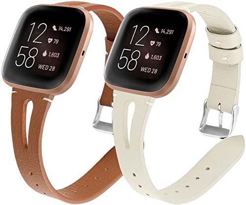 Gransho Compatible con Fitbit Versa 2 / Versa 2 SE/Versa Lite/Versa smartwatch Correa de Reloj De Cuero para Mujer (Pattern 3+Pattern 7)