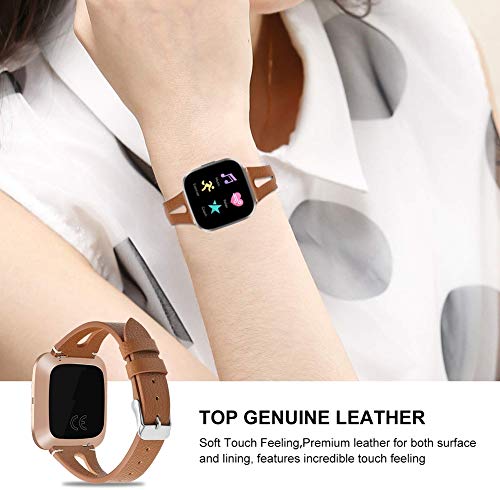 Gransho Compatible con Fitbit Versa 2 / Versa 2 SE/Versa Lite/Versa smartwatch Correa de Reloj De Cuero para Mujer (Pattern 3+Pattern 7)