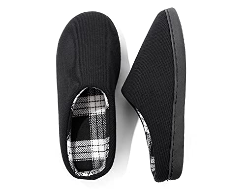 Greatonu Zapatillas de estar por casa de espuma viscoelástica para hombre, cómodas zapatillas de estar por casa Fuzzy, con forro polar, para interiores y exteriores,Negro T,talla 41-42 EU