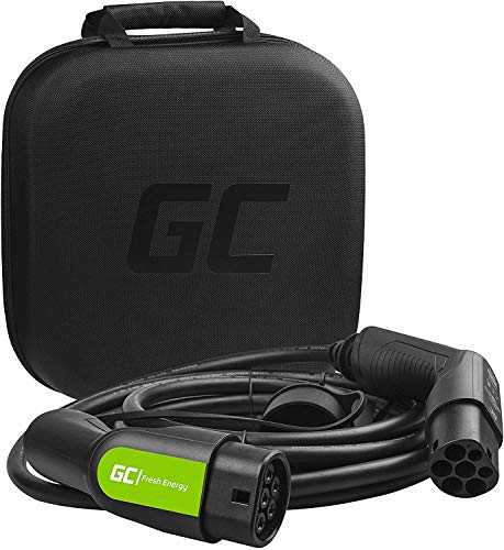 Green Cell® GC Type 2 Cable de Carga EV Vehículo Eléctrico PHEV | 7,2kW | 32A | Tipo 2 a Tipo 2 | 7 Metros | Monofásico | Compatible con I-Pace, EQC, i3 Leaf, Ioniq Electric, Soul EV, e-Up!, A250e