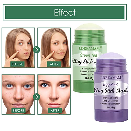 Green Mask Stick,Green Tea Cleansing Mask,Mascarilla Limpiadora Facial,Eliminación profunda de puntos negro,Purifica la piel, Mejora la sequedad de la piel(2 PC)