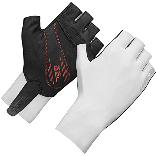 GripGrab Guantes de Ciclismo Cortos Aero TT Profesional Competición Acolchado 2mm DoctorGel Road MTB CX Contrarreloj, Unisex-Adultos, Blanco, L