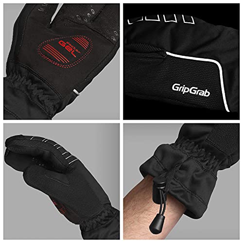 GripGrab Guantes de Ciclismo de Invierno Nórdico Cortavientos Impermeables Térmicos Acolchados 3 Dedos Táctiles, Unisex-Adult, Negro, XL