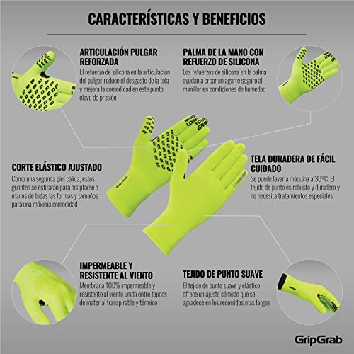 GripGrab Guantes de Ciclismo de Invierno Térmicos Impermeables de Punto Largos Antideslizantes Cortavientos Táctiles