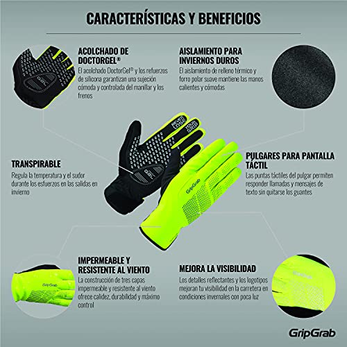 GripGrab Guantes de Ciclismo Ride Impermeables Térmicos de Invierno Cortavientos Acolchados Táctiles con Forro Polar