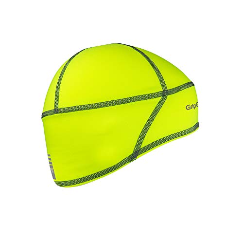 GripGrab Lightweight Thermal Under Helmet Cycling Running Skull Cap-Winter Bicycle Hat-Black, Neon HiViz Headwear Calentadores Babeza, Unisex-Adult, Amarillo Neón, M (57-60 cm)