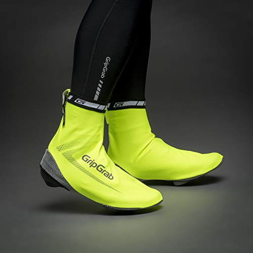 GripGrab RaceAqua Road Bike Rain Aero Overshoes Waterproof Windproof Cycling Shoe-Covers Sleek Tight Fitting Gaiters, Amarillo neón, Large