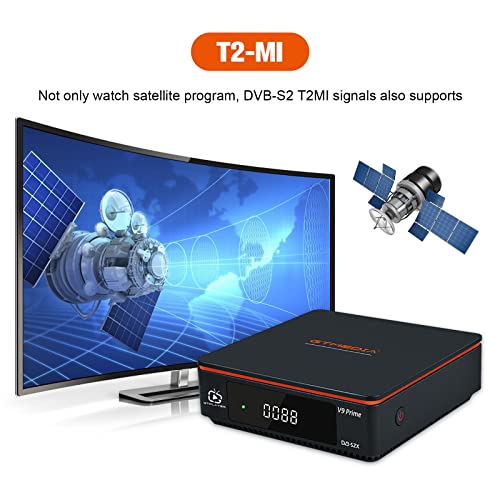 GT Media V9 Prime DVB-S / S2 / S2X Receptor Decodificador Satelital de TV Digital con Ranura para Tarjeta CA, WiFi 2.4G Incorporado, HEVC 10bit, Soporte Multistream, Auto Roll Biss, Youtube