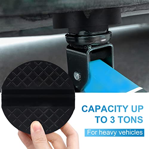 Gtwinsone Revestimiento de Goma para Gatos Hidraulicos para Coches 65mmx33mm con Ranura y Superficie Cuadriculada Bloque de Goma Redondo Universal para Automóviles y SUV Elevador Coche Taller Negro