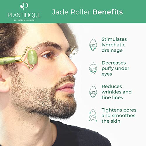 Gua Sha y Rodillo de Jade Masajeador Facial - Jade Roller and Gua Sha Facial - Rodillo Jade Autentico Masajeador de Ojos