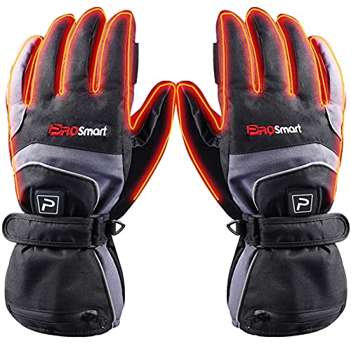 Guantes Calefactables Recargables Guante de Calentamiento Eléctrico - Guantes Calentamiento Térmico con Batería 4400mAh para Hombres Mujeres Esquí Invierno Senderismo Caza Cámping (L, Negro-Azul)