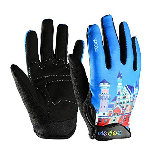 Guantes de Ciclismo de Dedo Completo para niños de 4 a 10 años Skate Sport MTB Riding Mountain Bike Bike Guantes para niños y niñas - Azul, M