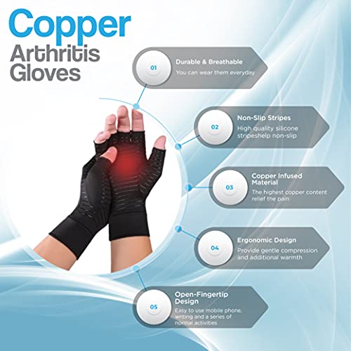 Guantes de compresión para artritis que alivian el dolor de la osteoartritis, túnel carpiano reumatoide unisex (extragrande)