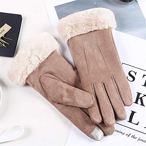 Guantes de felpa para mujer, resistentes al agua, al viento, cálidos, para invierno, para correr, para ir en moto o en bicicleta, antideslizantes, dedos completos, marrón, Talla única