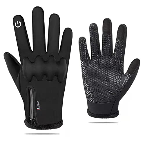 Guantes De Invierno Hombre Mujer, Guantes Térmicos Tactiles Nieve Negro Guantes De Deporte De La Pantalla Táctil Guantes Moto Ciclismo Invierno Frio Guantes Polares Para Running Bicicleta ( Size : S )