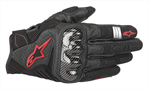 Guantes de Moto Alpinestars SMX-1 Air V2 Gloves Black Red Fluo, Negro/Rojo, S