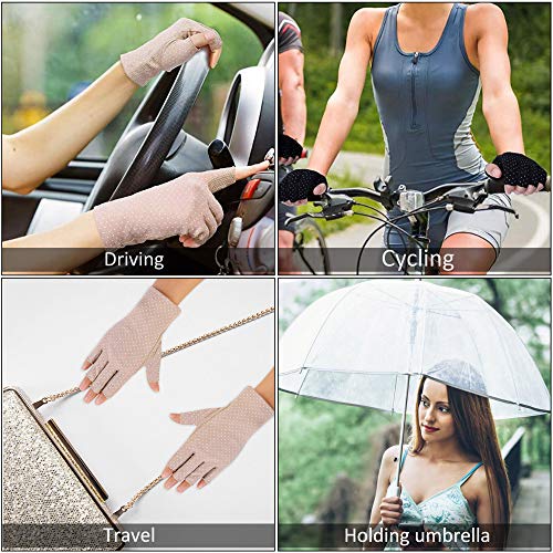 Guantes de Protección UV Solar de Mujeres 2 Pares Guantes Cortos para Conducir sin Dedos Antideslizantes Verano Primavera al Aire Libre para Chicas Equitación, Ciclismo, El Golf Exteriores