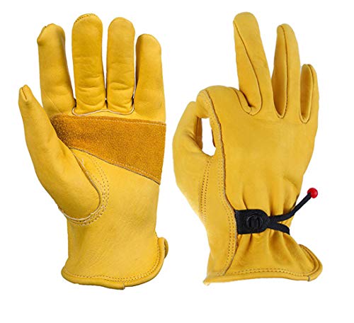 Guantes de Trabajo Guantes Resistentes Ajustable a Los Cortes,SheShy Seguro Probar Malla Metálica de Acero Inoxidable Guante de Carnicero –Amarillo (Yellow, XL)