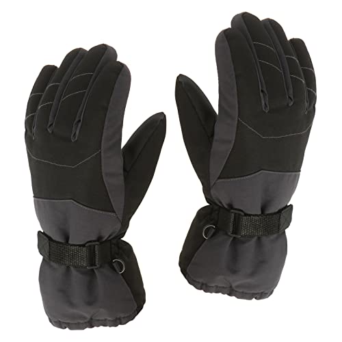 Guantes Esqui Niño 6-14 Años, Guantes Nieve Niño Espesar, Guantes Ciclismo Niño Invierno, Guantes Termicos Impermeables Niña Deporte Moto Bicicleta MTB Bici Ciclismo Frio (L, Negro)