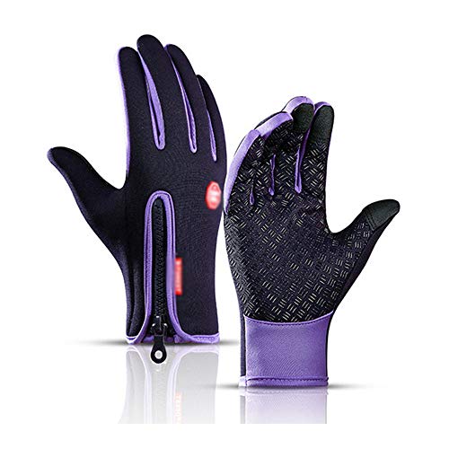 Guantes Invierno Hombre Mujer Guantes Termicos con Dedos Pantalla Táctil Deportivo de Motos o Bicicleta al Aire Libre Primavera y Otoño, Regalos Navidad Adolescentes Madres Padre (L,Purple)