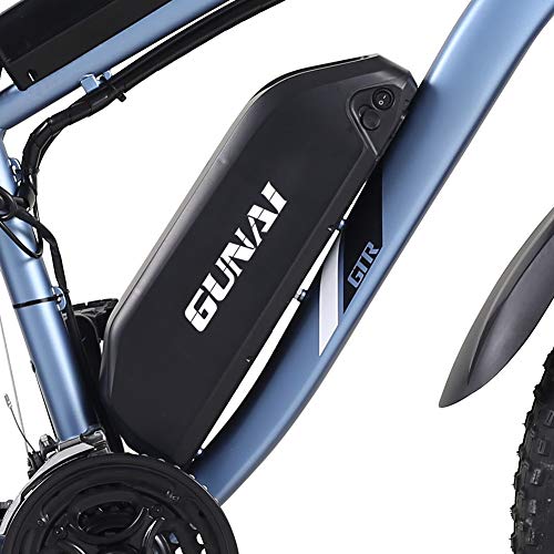 GUNAI Bicicleta eléctrica 48V Off-Road Fat 26 ”4.0 Neumático Bicicleta eléctrica de montaña con Asiento Trasero （Azul）