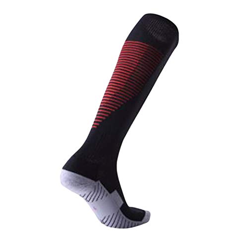 GUOCU Calcetines Deportivos Para Hombres Y Mujeres, Calcetines Largos De Compresión Antideslizantes Para Niños, Calcetines Para Correr Con Tubo De Fútbol De Alto Estiramiento,Negro 2,Child One size