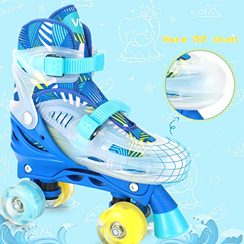 GVDV Patines en Paralelo Ajustables Niño Niña, Patines 4 Ruedas PU Iluminación LED, Protección Total para Principiantes