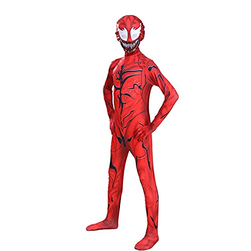 HAARUN Carnage Venom Disfraz para NiñO Disfraz de Halloween Cosplay Catsuit,Rojo -105~115cm