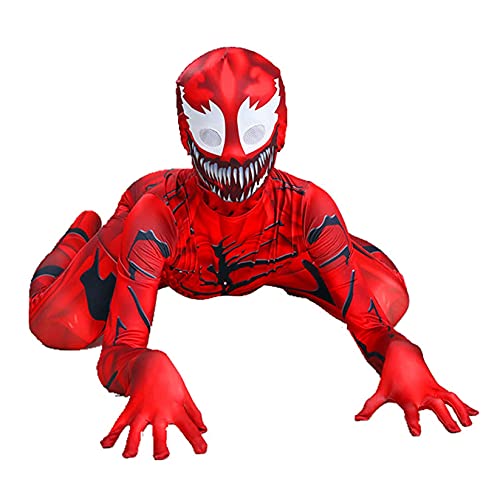 HAARUN Carnage Venom Disfraz para NiñO Disfraz de Halloween Cosplay Catsuit,Rojo -105~115cm