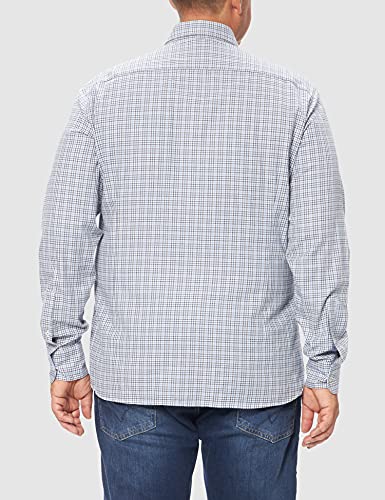 Hackett London Brushed Tattersal Camisa, Azul y Gris, L para Hombre