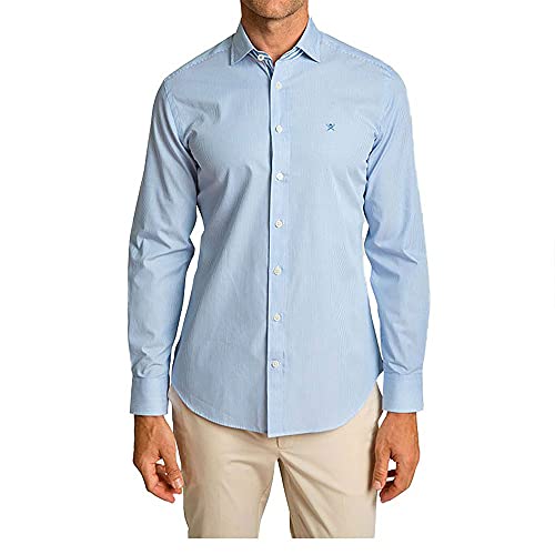 Hackett London Fine Bengal Stripe Camisa, Azul y Blanco, XL para Hombre
