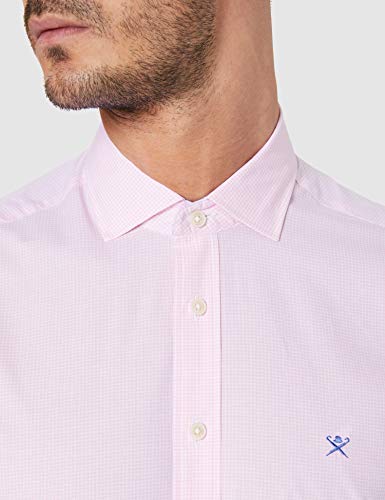 Hackett London Mini Gingham Camisa, 3aepink/Blanco, M para Hombre