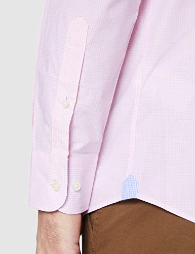 Hackett London Mini Gingham Camisa, 3aepink/Blanco, M para Hombre