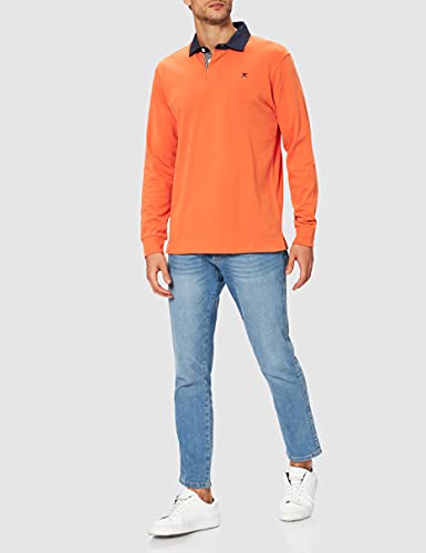 Hackett London Rugby clásico Camisa, 135 Naranja, L para Hombre