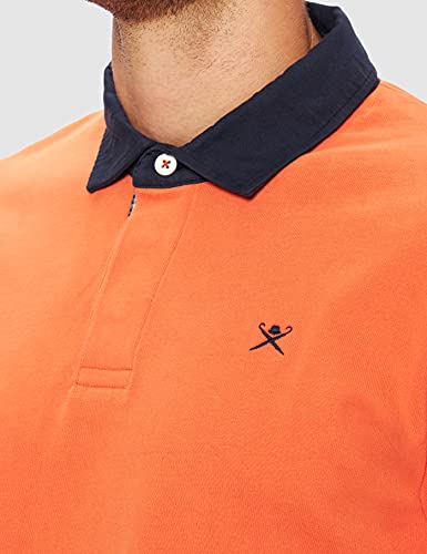 Hackett London Rugby clásico Camisa, 135 Naranja, L para Hombre