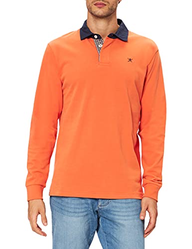 Hackett London Rugby clásico Camisa, 135 Naranja, L para Hombre